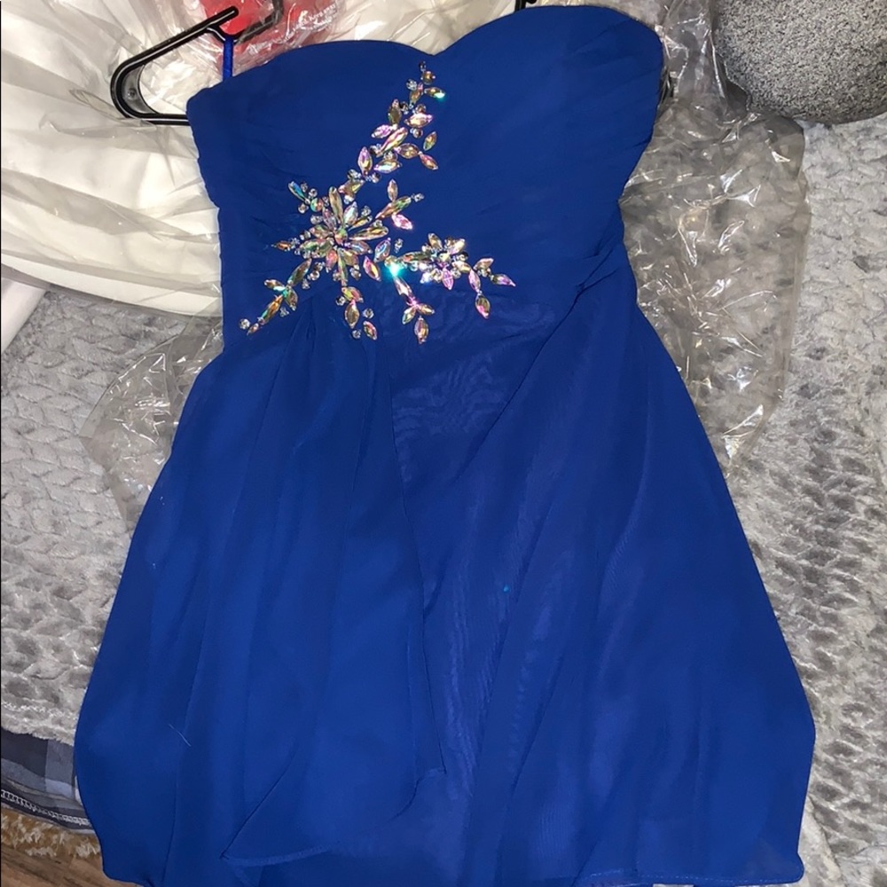 Short Strapless Blue HOCO/Formal Dress